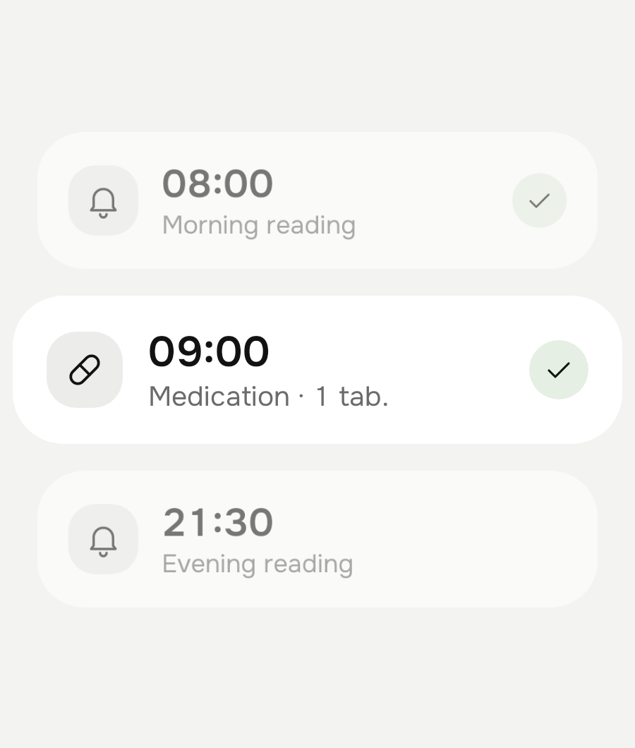 Reminders for readings and medications